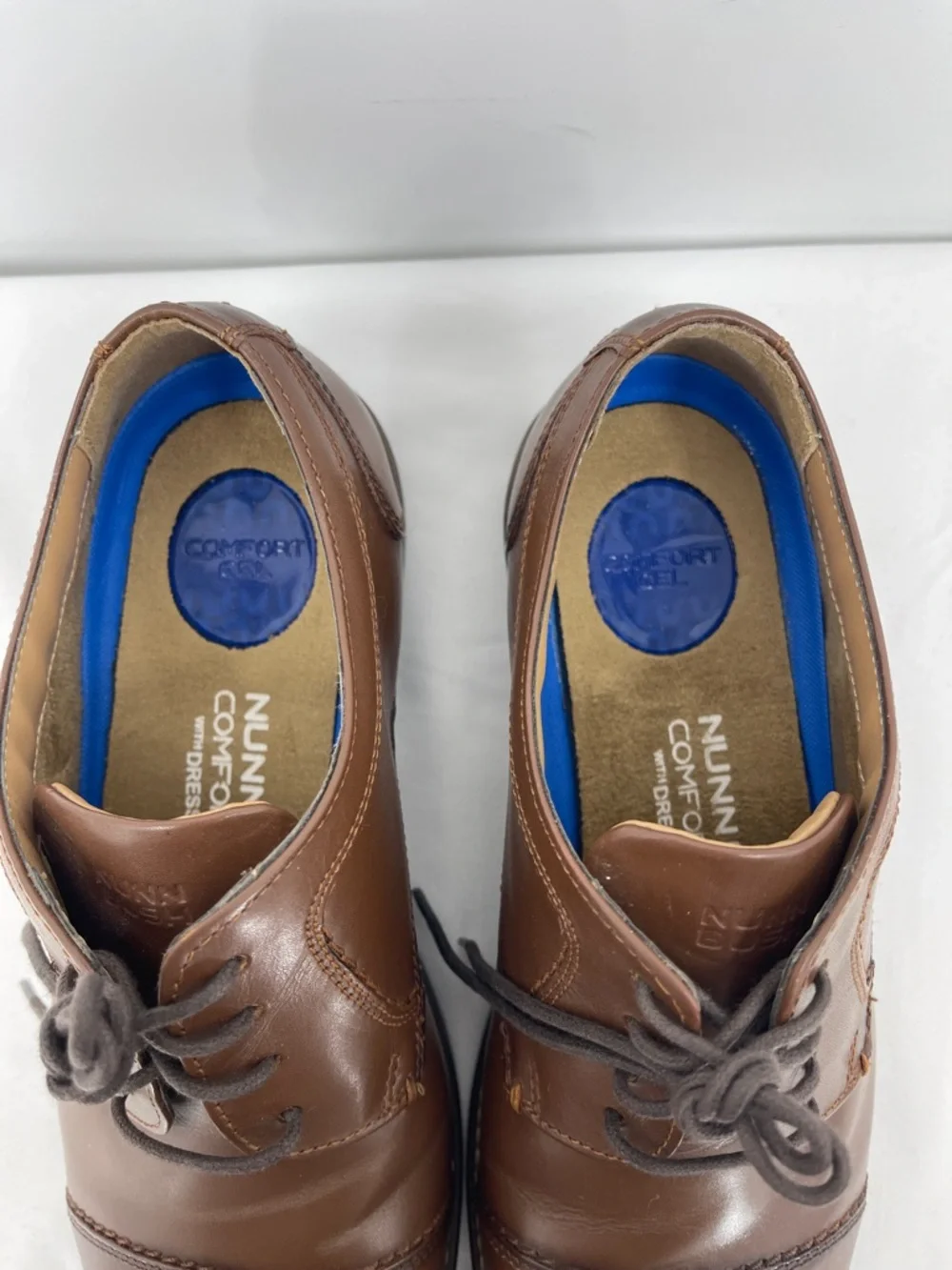 NUNN BUSH SIZE 9.5W Men's Brown Leather Cap-Toe OXFORD Dress Shoes